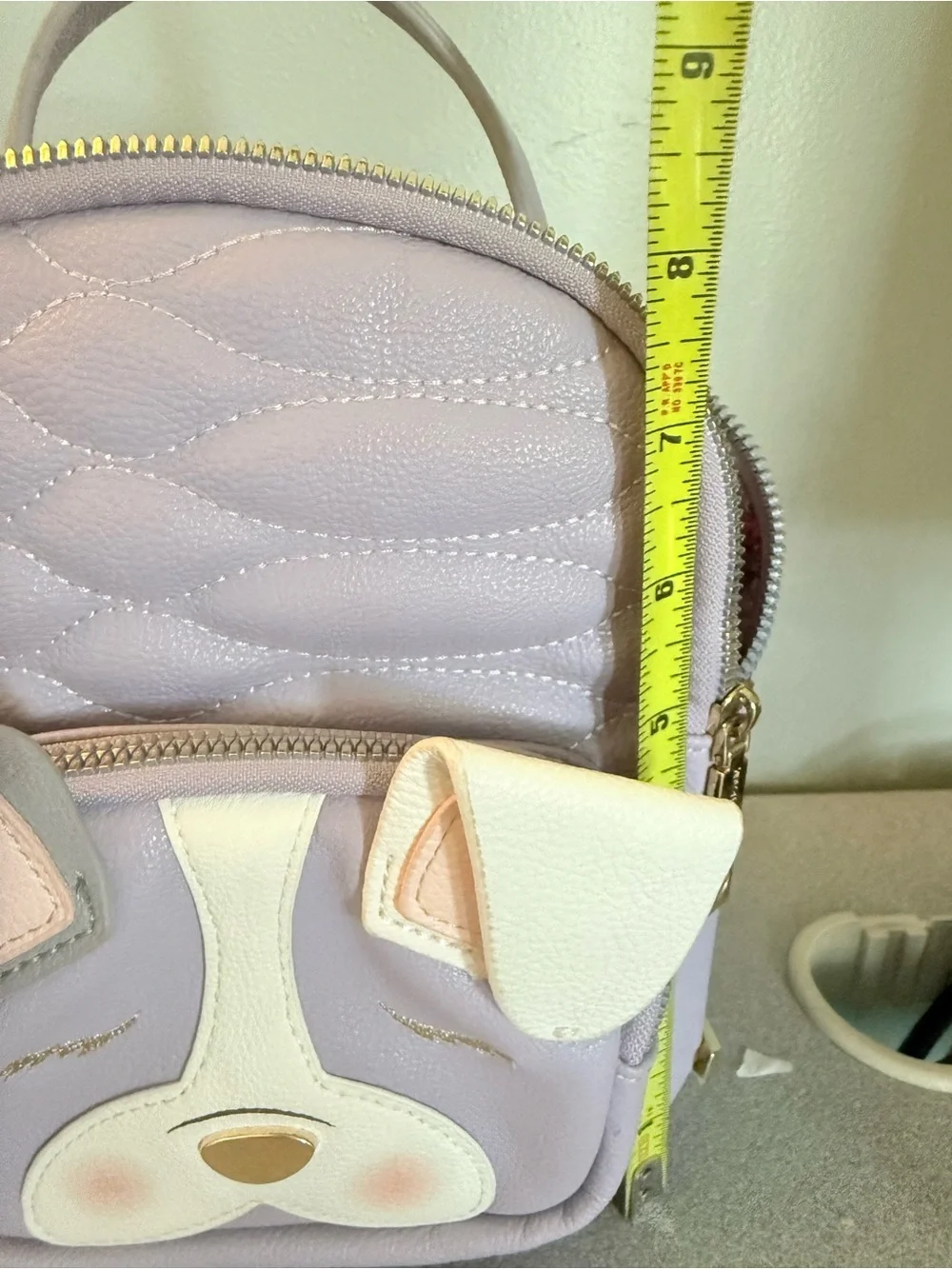 Betsey Johnson Lilac Quilted Puppy Applique Mini Backpack